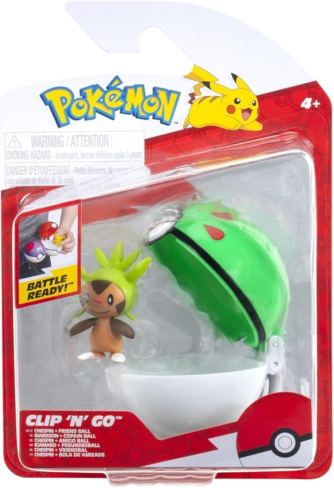 Pokemon: Clip 'N' Go Figure - Chespin (Friend Ball)