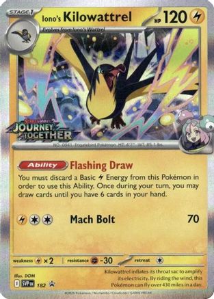 Iono's Kilowattrel (Prerelease) (182) Holofoil [SV Scarlet & Violet Promo Cards] - Promo