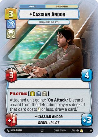 Cassian Andor - Threading the Eye (Foil) (24) - Jump to Lightspeed  Weekly Play Promos Foil