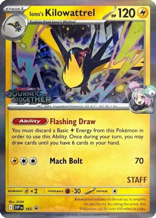 Iono's Kilowattrel (Prerelease) [Staff] (182) Holofoil [SV Scarlet & Violet Promo Cards] - Promo
