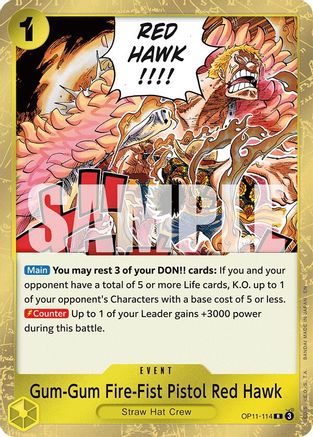 Gum-Gum Fire-Fist Pistol Red Hawk (OP11-114) - A Fist of Divine Speed Foil
