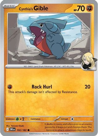 Cynthia's Gible (102) Reverse Holofoil [Destined Rivals] - Common