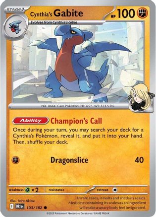 Cynthia's Gabite (103) Reverse Holofoil [Destined Rivals] - Common