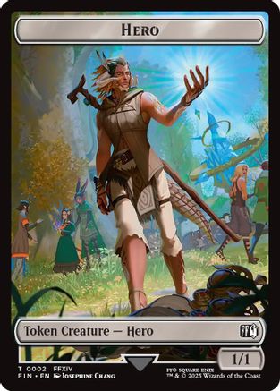 Hero (0002) // Wizard (0014) Double-Sided Token (FIN-2 // 14) - FINAL FANTASY Foil