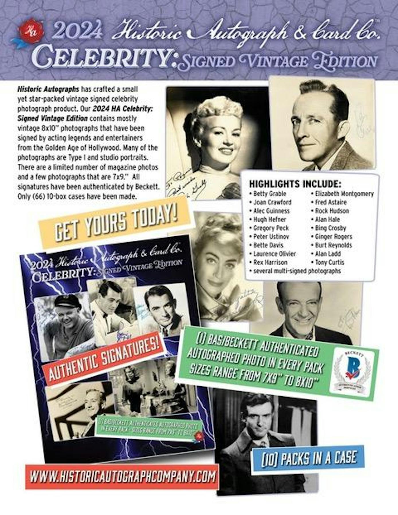 2024 Historic Autographs Vintage Celebrity Mystery Pack | Eastridge Sports Cards