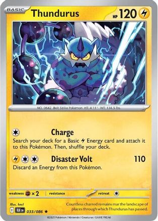 Thundurus (033) Reverse Holofoil [SV Black Bolt] - Rare