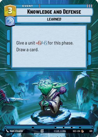 Knowledge and Defense (Hyperspace Foil) (831) - Secrets of Power Foil