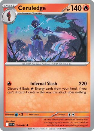 Ceruledge (020) Reverse Holofoil [Phantasmal Flames] - Uncommon