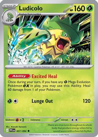 Ludicolo (007/094) Reverse Holofoil [Phantasmal Flames] - Uncommon