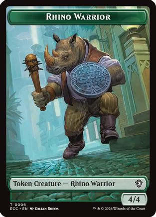 Rhino Warrior // Elemental (0009) Double-Sided Token (ECC-6 // 9) - Commander: Lorwyn Eclipsed