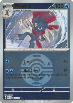 Weavile (Dusk Ball) (045/217) Reverse Holofoil [ME Ascended Heroes] - Uncommon