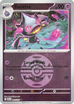 Banette (Dusk Ball) (091/217) Reverse Holofoil [ME Ascended Heroes] - Uncommon