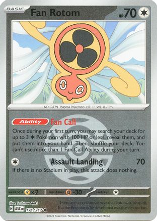 Fan Rotom (Dusk Ball) (171/217) Reverse Holofoil [ME Ascended Heroes] - Common