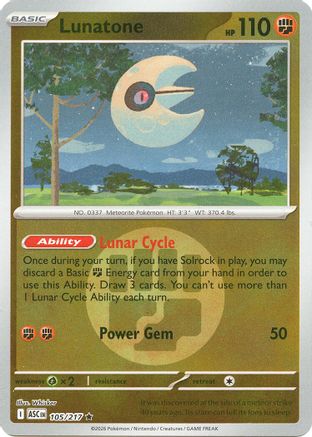 Lunatone (Energy Symbol Pattern) (105) Reverse Holofoil [ME Ascended Heroes] - Rare