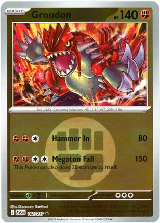 Groudon (Energy Symbol Pattern) (108) Reverse Holofoil [ME Ascended Heroes] - Rare
