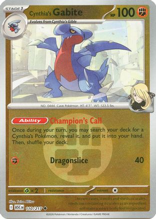 Cynthia's Gabite (Energy Symbol Pattern) (110) Reverse Holofoil [ME Ascended Heroes] - Uncommon