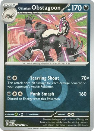 Galarian Obstagoon (Energy Symbol Pattern) (132/217) Reverse Holofoil [ME Ascended Heroes] - Uncommon