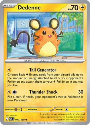 Dedenne (029/088) Reverse Holofoil [Perfect Order] - Common