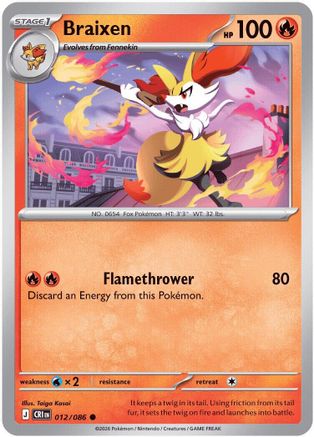 Braixen (012) Reverse Holofoil [Chaos Rising] - Common