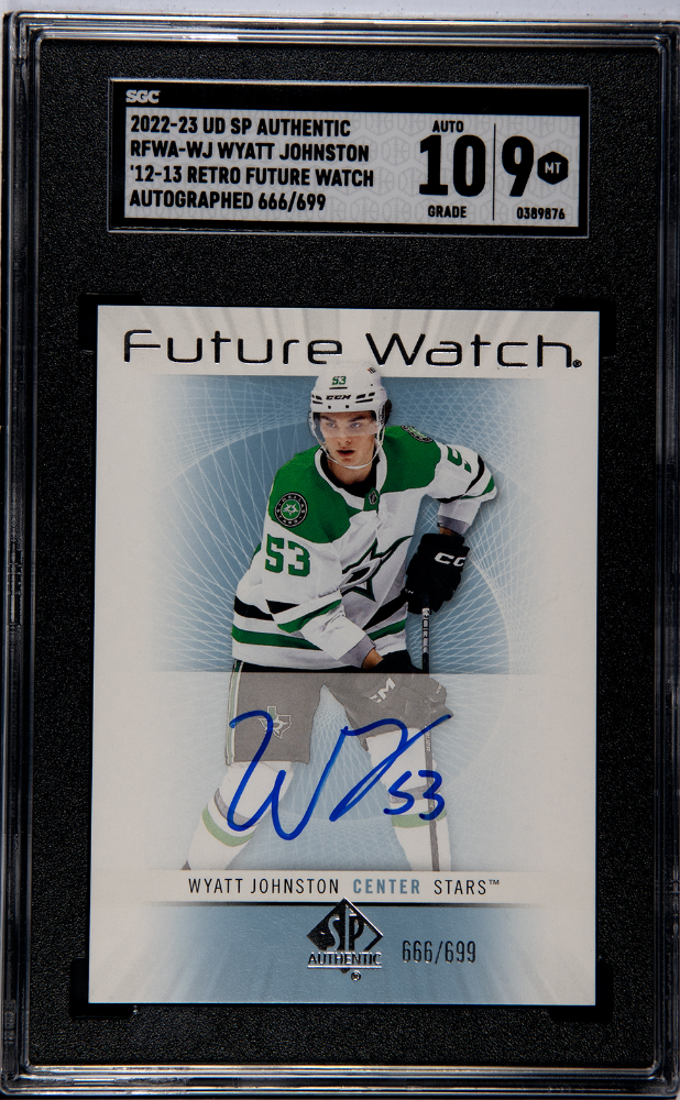 2022-23 SP Authentic '12-13 Retro Future Watch Autographs #RFWAWJ Wyatt Johnston #666/699 SGC 9 (Auto 10) (Rookie) | Eastridge Sports Cards