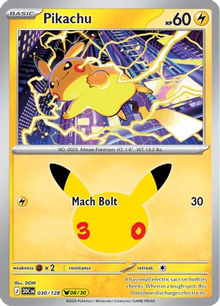 Pikachu (030/128) Holofoil [ME 30th Celebration] - None