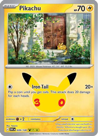 Pikachu (039/128) Holofoil [ME 30th Celebration] - None