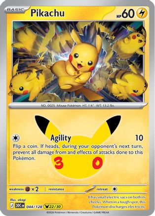 Pikachu (044/128) Holofoil [ME 30th Celebration] - None