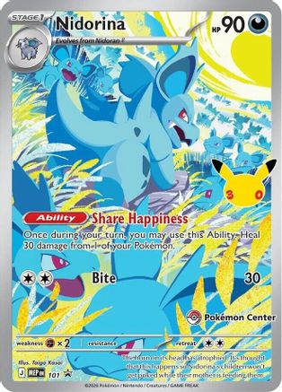 Nidorina (30th Celebration) (Pokemon Center Exclusive) (101) Holofoil [ME Mega Evolution Promo] - Promo