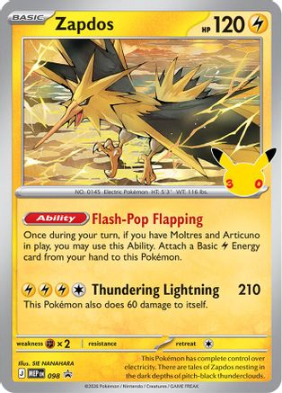 Zapdos (30th Celebration) (098) Holofoil [ME Mega Evolution Promo] - Promo