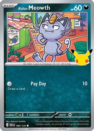 Alolan Meowth (089/128) Holofoil [ME 30th Celebration] - Common