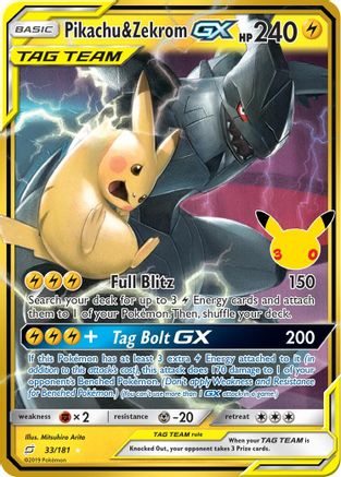 Pikachu & Zekrom GX (033/181) Holofoil [ME 30th Celebration Classic Collection] - Classic Collection