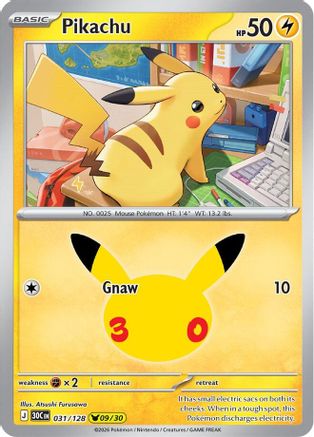 Pikachu (031/128) Holofoil [ME 30th Celebration] - Pikachu Rare