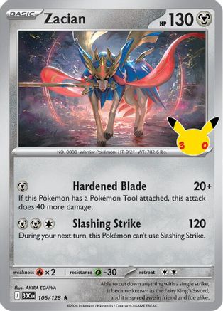 Zacian (106) Holofoil [ME 30th Celebration] - Rare