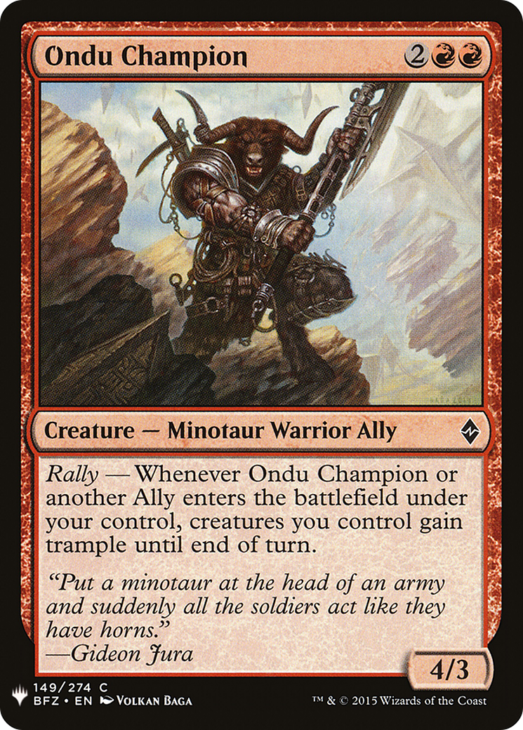Ondu Champion (LIST-149) - The List