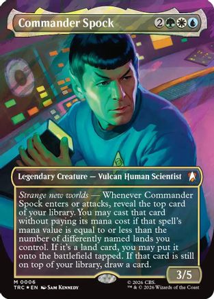 Commander Spock (Borderless) (Surge Foil) (TRC-006) - Commander: Star Trek Foil
