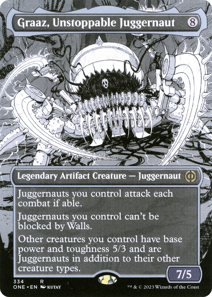 Graaz, Unstoppable Juggernaut (Borderless) (ONE-334) - Phyrexia: All Will Be One: (Showcase) Foil