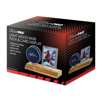Ultra Pro Hockey Puck & Card Light Wood Display Holder