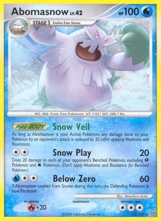 Abomasnow (12/100) Reverse Holofoil [Stormfront] - Rare