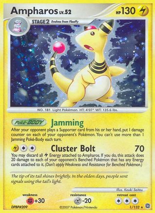 Ampharos (1/132) Holofoil [Secret Wonders] - Holo Rare