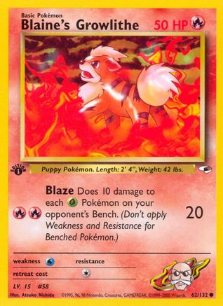 Blaine's Growlithe (062/132) 1st Edition [Gym Heroes] - Common