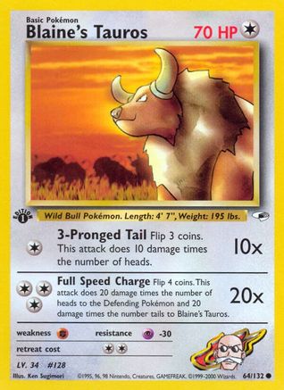Blaine's Tauros (064/132) 1st Edition [Gym Heroes] - Common