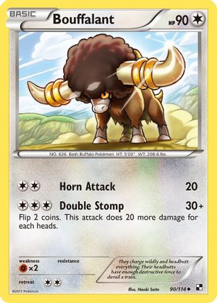 Bouffalant (90/114) Reverse Holofoil [Black and White] - Uncommon