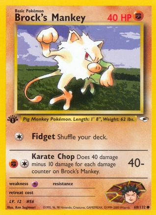 Brock's Mankey (068/132) 1st Edition [Gym Heroes] - Common