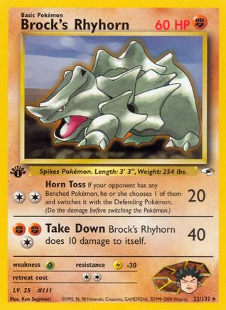 Brock's Rhyhorn (022/132) 1st Edition [Gym Heroes] - Rare