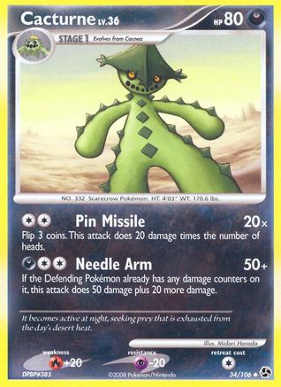 Cacturne (34/106) Reverse Holofoil [Great Encounters] - Uncommon