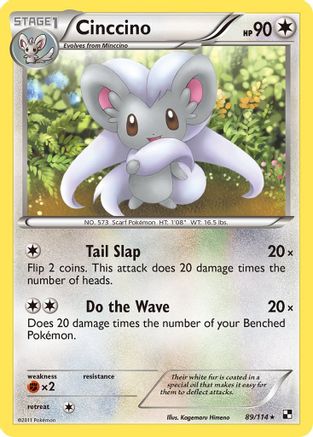 Cinccino (89/114) Reverse Holofoil [Black and White] - Rare