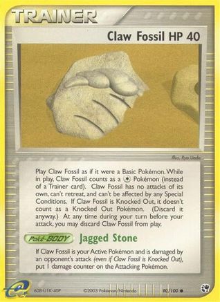 Claw Fossil (90/100) Reverse Holofoil [Sandstorm] - Common