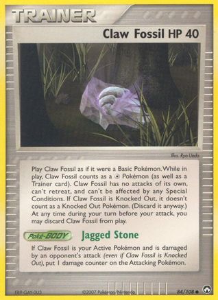 Claw Fossil (84/108) Reverse Holofoil [Power Keepers] - Common