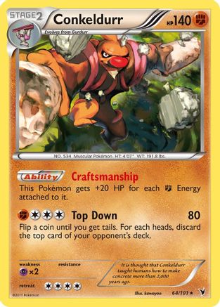 Conkeldurr (64/101) Reverse Holofoil [Noble Victories] - Holo Rare