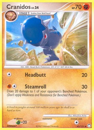 Cranidos (043/123) Reverse Holofoil [Mysterious Treasures] - Uncommon